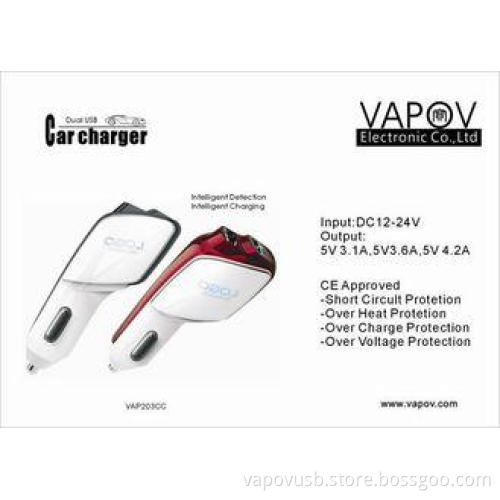 3.6 A Intelligent PC Shell Dual USB Car Charger For Apple /